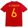 Maillot de Supporter Espagne A. Iniesta 6 2010 Domicile Retro Pour Homme